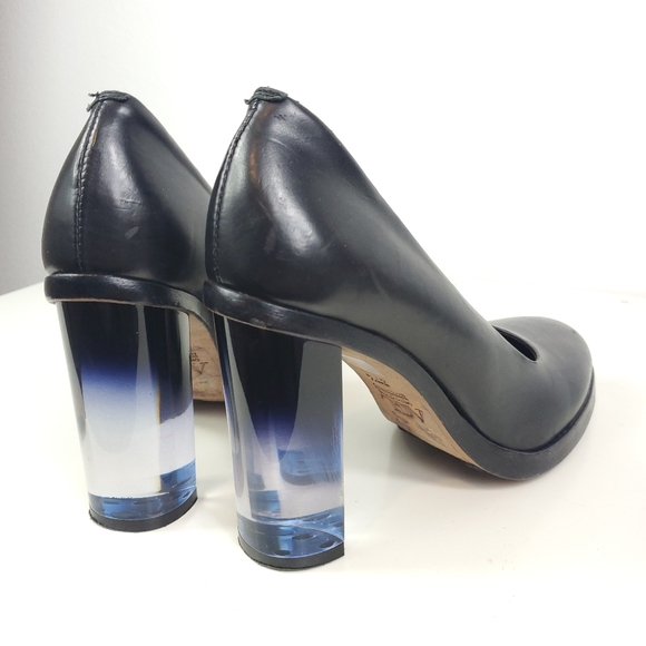 Black Leather AGL See Through Block Heel - Picture 4 of 9